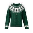 thumbnail image 4 of WTOBBY Women's Christmas Print Knit Cardigan, Cute and Fun Holiday Sweater for Fall and Winter, Long Sleeve Knitted Pullover with Festive Design,Army Green L, 4 of 6
