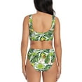 thumbnail image 3 of Kdxio Watercolor Green Tropical Print Women's 2 Piece High Waisted Wrap Spaghetti Strap Summer Swimsuit Bikini Set-Small, 3 of 7