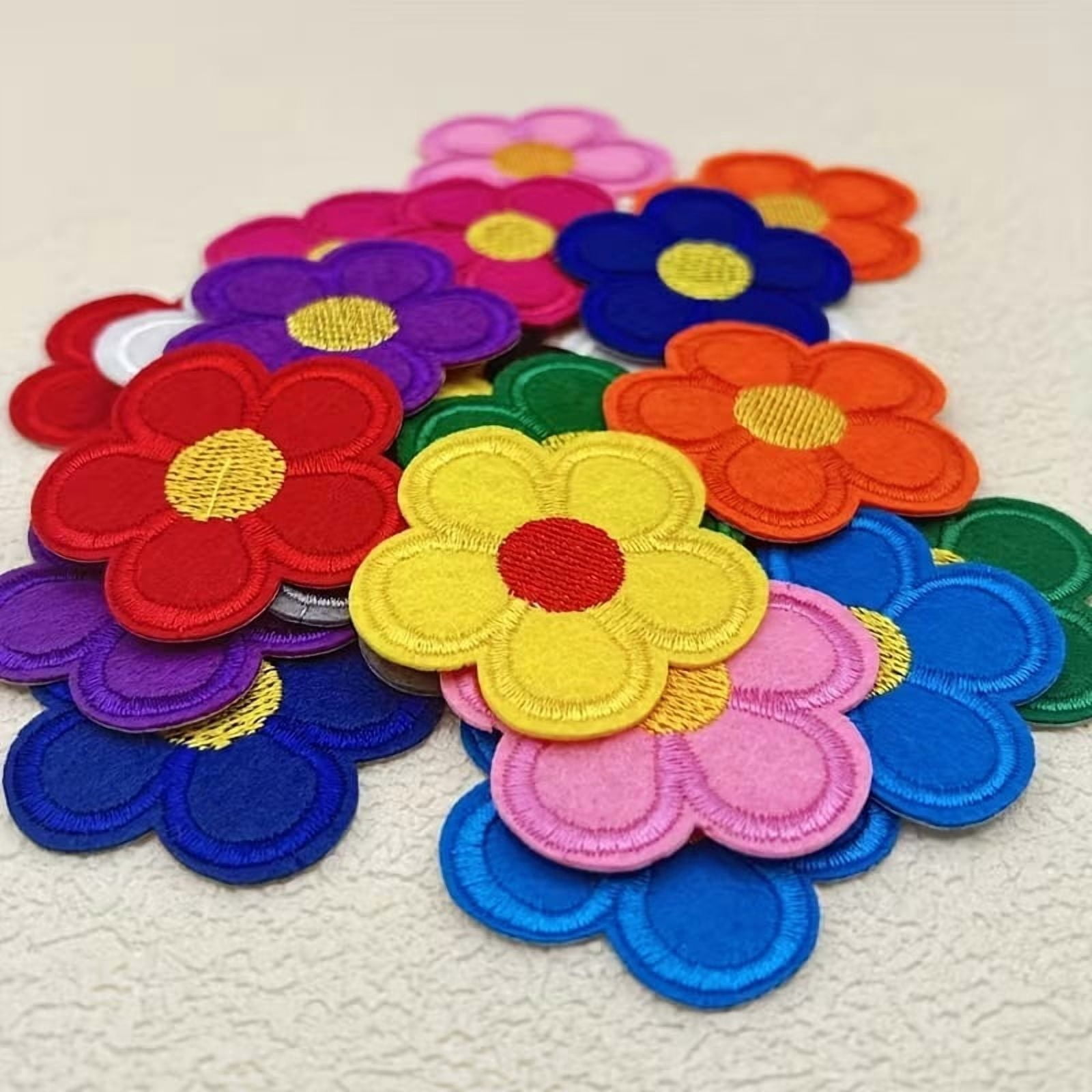 12 Multi-Color Flower Embroidered Patch Badges for Clothing, Bags, Toys, Shoes, Hats, and Home Textiles