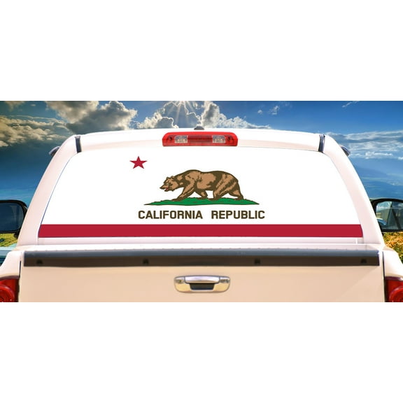 SignMission California Flag Rear Window Graphic truck view thru vinyl decal HD Graphics Professional Grade Material Universal Fit for Full Size Trucks Weatherproof & Car Wash Safe Made
