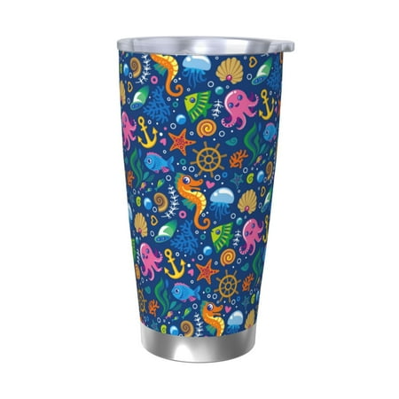 

Vsdgher Sea Fish 20 Oz Stainless Steel Vacuum Insulated Travel Mug Coffee Cup for Home Office Outdoor Works Great for Ice Drinks and Hot Beverage -Without Straw