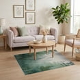 thumbnail image 3 of ODIKA 4'x6' Washable Area Rug Pet Friendly, Non-Shedding Green Teal Farmhouse Watercolor Forest Hardwood Long Botanical Motif with Mist for Bedroom, Reading Nook, 3 of 7