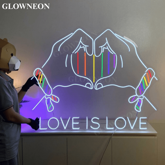 GLOWNEON Colorful LED Pride Sign, Vibrant LGBT Neon Wall Light for Home or Event Decor