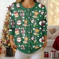 thumbnail image 4 of adviicd Women's Ugly Christmas Cardigan Sweaters Open Front Button Down Crew Neck Long Sleeve Knit Outwear Coat (Dark Green, M), 4 of 6