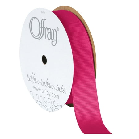 Offray Ribbon, Shocking Pink 7/8 inch Grosgrain Polyester Ribbon, 18 feet