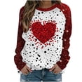 thumbnail image 2 of Jsaierl Hauts Raglan à Manches Longues pour Femmes, Col Rond, Imprimé Cœur, Tendance, Ample, Confortable, 2025, 2 of 5