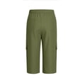 thumbnail image 6 of Hueook Khaki Pants Capri Hiking Women Solid Color with Elastic Waist Casual Clothes Pockets Full Length Capris Pants Army Green 2X, 6 of 6
