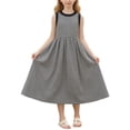 thumbnail image 2 of Spazoro Girls Midi Dresses, Sleeveless A-Line Crew Neck Plaid Casual Summer Dresses for Girls Black Size 13, 2 of 9