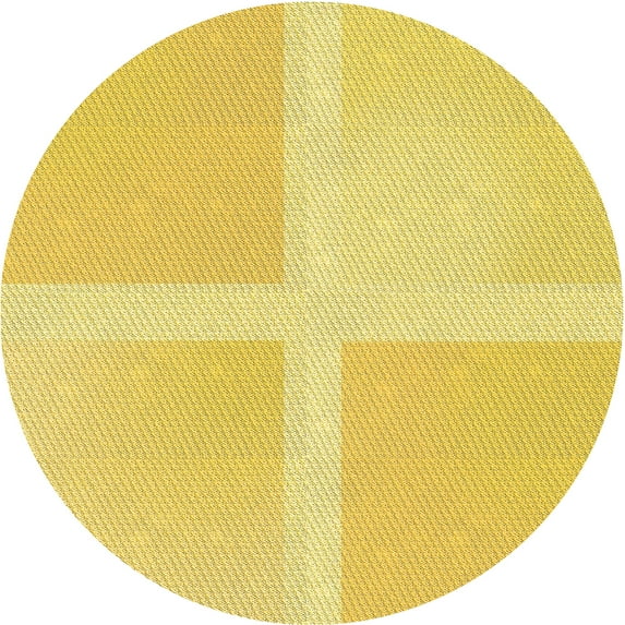 Ahgly Company Machine Washable Indoor Round Transitional Bold Yellow Area Rugs, 5' Round