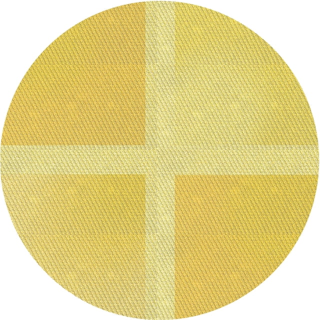 Ahgly Company Tapis d'Intérieur Lavables en Machine, Ronds, Transitionnels, Jaune Vif, Ronds de 3 Pi