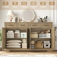 thumbnail image 6 of Homfa Farmhouse Buffet Cabinet with 4 Drawers and 4 Doors, 59" W Sideboard Buffet Storage Cabinet with Shelves, for Kitchen Living Room Bedroom, Rustic Brown, 6 of 7