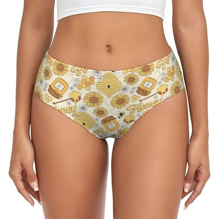 Womens Underwear - Honey Honeycomb No Show Seamless Underwear for Women  Soft Stretch Womens Panties  Hipster Ladies Panties Bikini Underwear Briefs