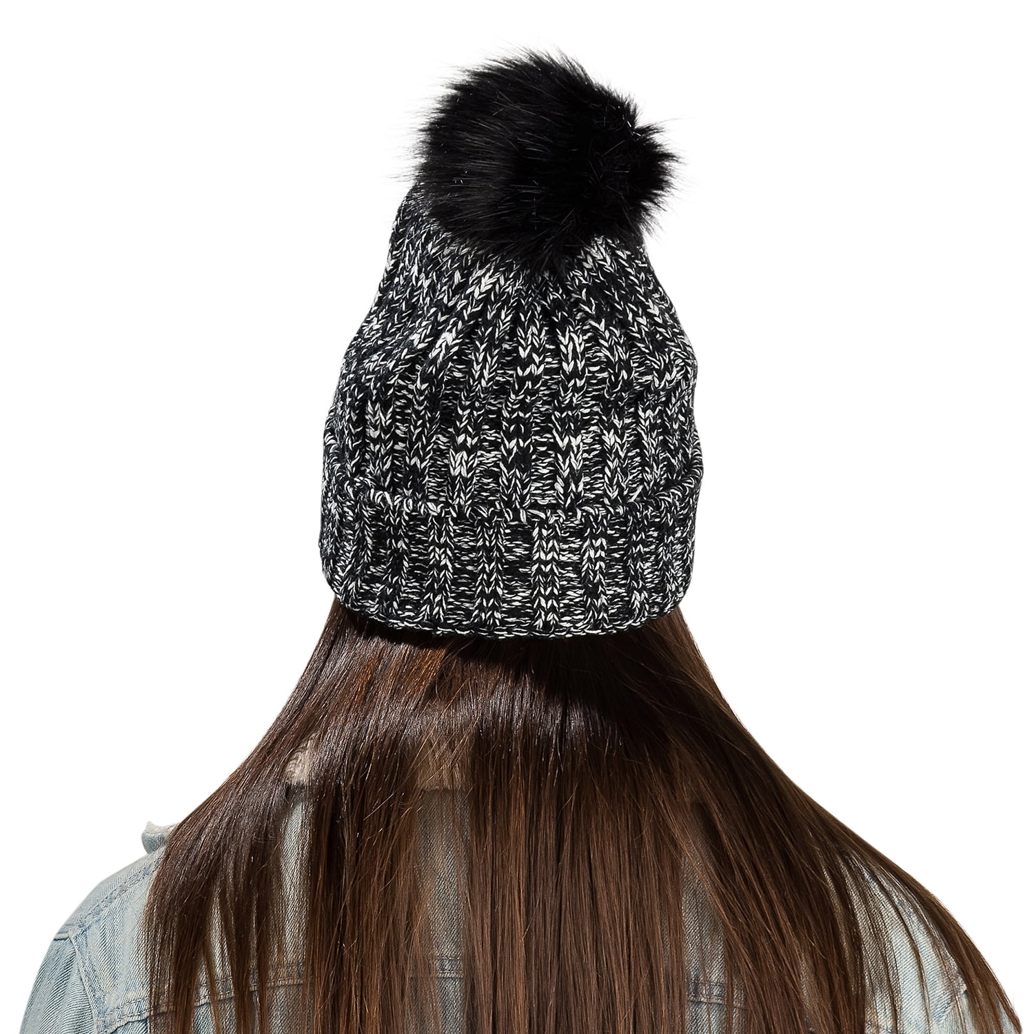 Women's Pompom Rock Knit Autumn Winter Beanie [One Size Fits Most]