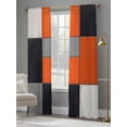 thumbnail image 4 of Abstract Color Block Sheer Curtains for Living Room Bedroom, Light-filtering Sheer Curtain, Orange Black Geometric Rod Pocket Voile Window Treatment Drapes, 52’’Wx108’’L, 2 Panels Set, 4 of 7