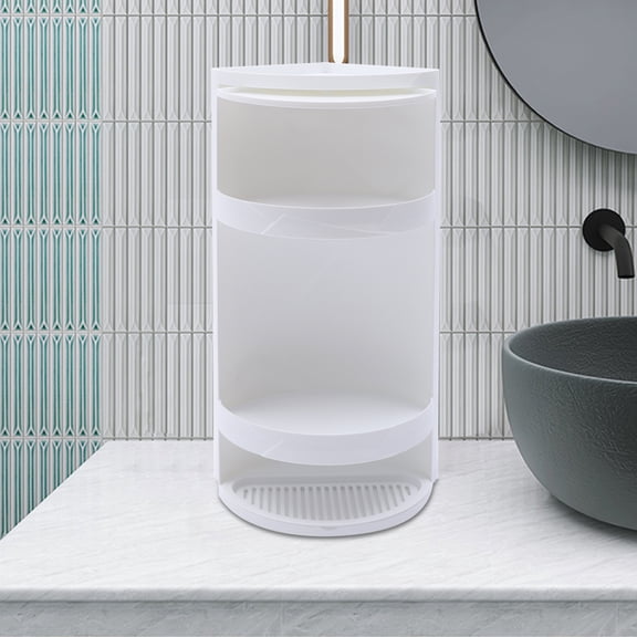 Corner Shelf Bathroom Storage Holder Organizer Shelf 360 Rotating Triangle Rack