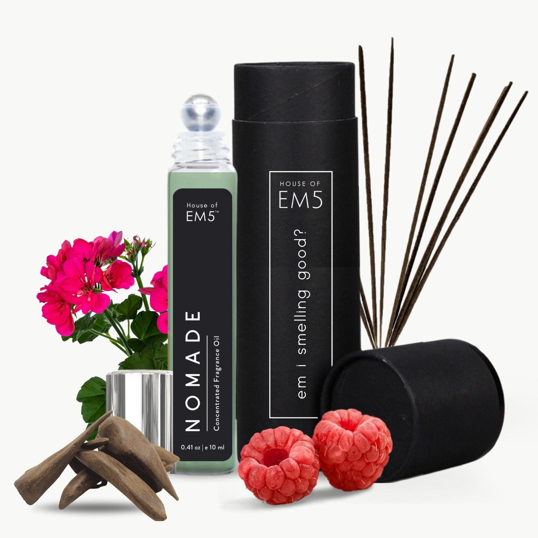 EM5™ Nomade Unisex Perfume Roll On, Alcohol Free, Concentrated Oil, 10  ml, Amber Oud Smoky leather