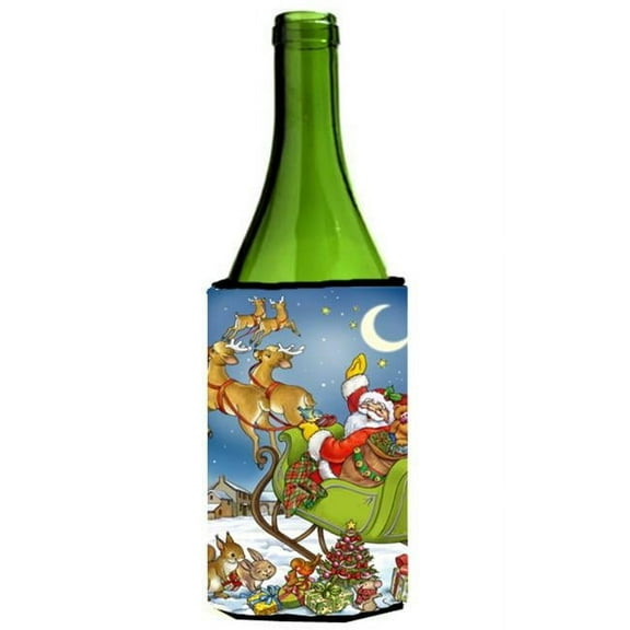 Christmas Santa Taking Off Wine Bottle Can cooler Hugger