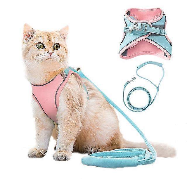 Arneses para Gatos Yashi con Correas Chaleco de Malla Suave Reflectante Ajustable S Rosa