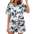 thumbnail image 2 of Maqroz Pajama Sets for Women 2 Piece Soft Sleepwear Short Sleeve Top and Shorts 2 Piece Loungewear Floral Print Nightwear with Pockets Comfortable Breathable Pjs Sets Casual Home Wear, 2 of 7