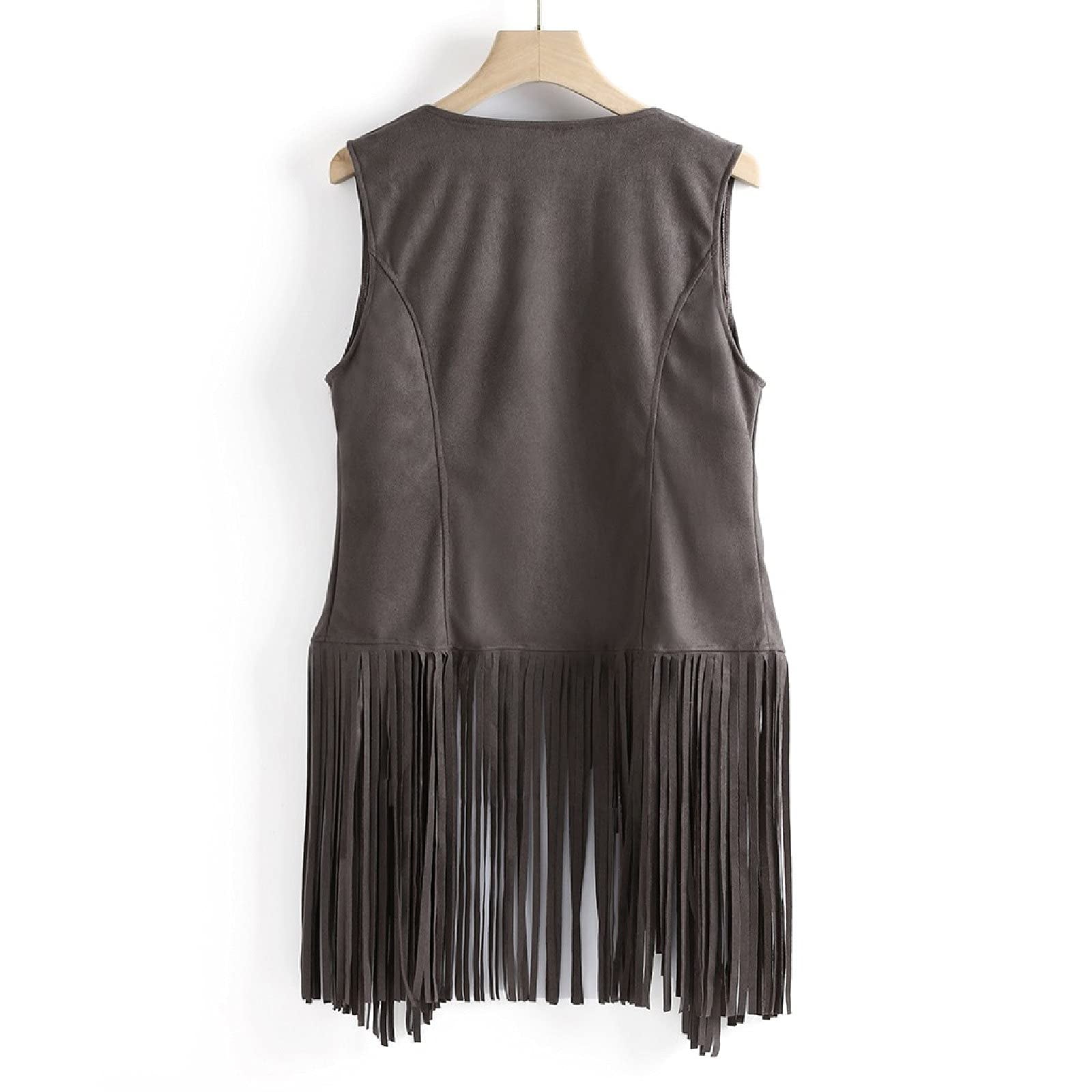 Womens Vintage Western Fringe Vest Tops Classic Suede Leather 70s Cowboy Shirts Sleeveless Tassel Cardigan Jacket 2026 Trendy