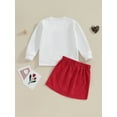 thumbnail image 4 of Kids Girls Valentine's Day Outfits 4 5 6 7 Years Sweet Hearts Club Print Long Sleeve Sweatshirt Top Belted Skirt Set, 4 of 8