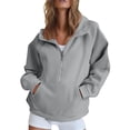 thumbnail image 2 of Women 3/4 Zip Hoodies Fall Fashion Fleece Pullover Mock Neck Sweatshirt Long Sleeve Casual Workout Winter Tops 2026 L, 2 of 7