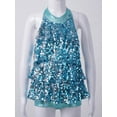 thumbnail image 5 of inlzdz Girls Shiny Sequins Dance Dress Leotard Sparkle Hip Hop Latin Jazz Dance Costume Dancewear Blue 16, 5 of 7