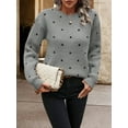 thumbnail image 6 of Women'S Polka Dots Sweaters Long Sleeve Round Neck Knitted Pullover Tops Grey XL, 6 of 9
