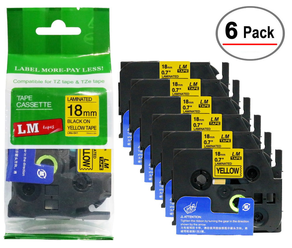4PK TZe641 Compatible for Brother P-Touch Label Maker Tape 18mm Black on Yellow 
