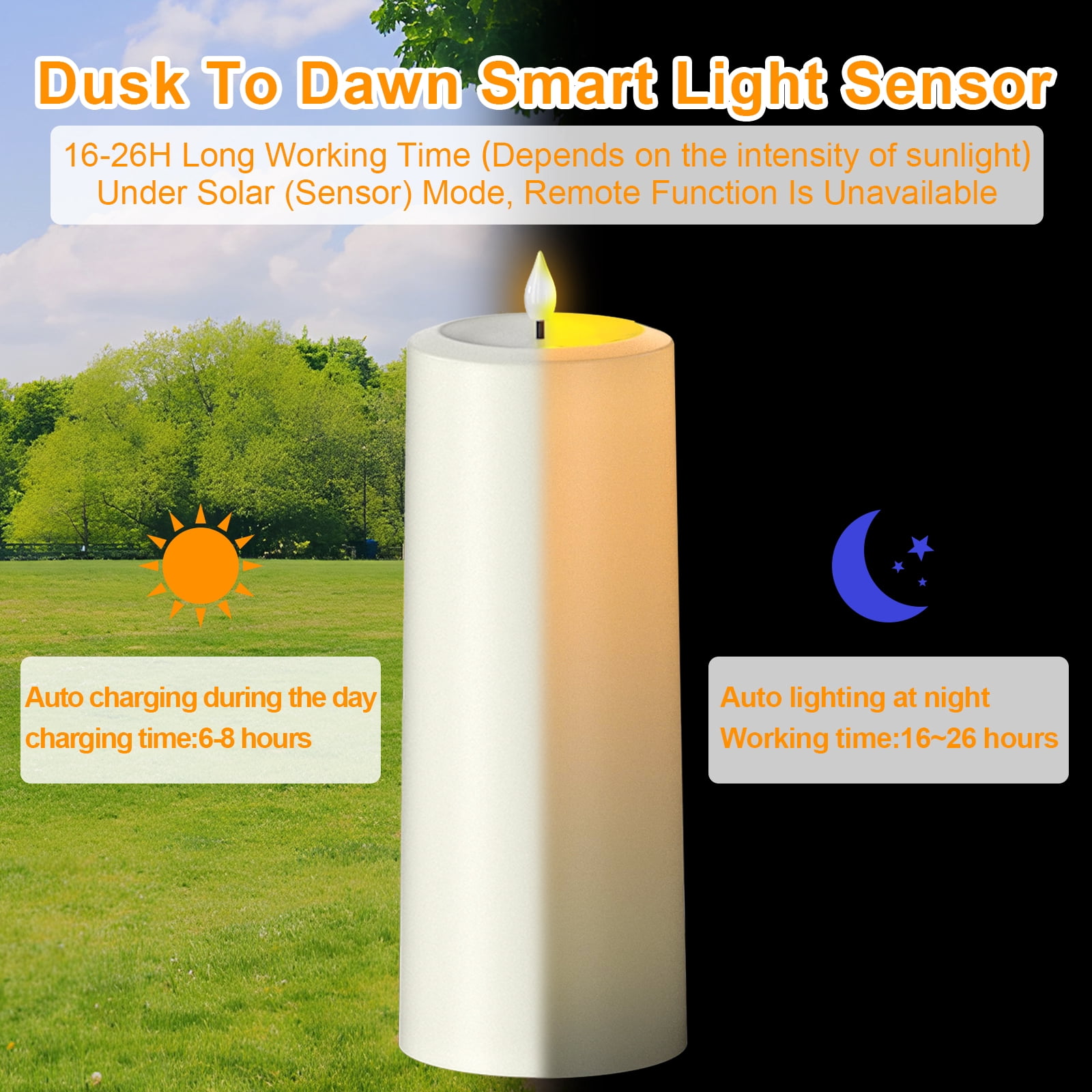 PChero Large Solar Candles Outdoor Waterproof, Rechargeable Flameless Pillar Candles with Remote Timer, Dusk to Dawn Outdoor Candles, Battery Operated LED Candles for Outdoor ,4"x10", Set of 2