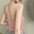 thumbnail image 5 of Womens Cotton Solid Color Halter Tank Tops Backless Double Lined Basic Shirts Trendy Going Out Tops Pink Free Size, 5 of 5