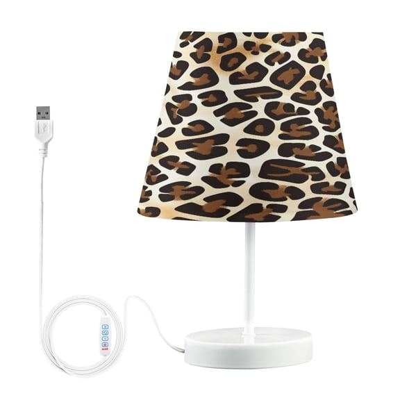 Ryvnso LED Bedside Table Lamp Leopard Animal Skin Bedroom Desk Lamps Nightstand Lampshade M