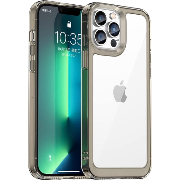 Case for iPhone 13 Pro Case Slim Dropproof [Defend from Drop/Scratch/Slip/Fingerprint] Clear Acrylic Hard Back Soft TPU Bumper Hybrid Phone Cover for iPhone 13 Pro-Crystal Black