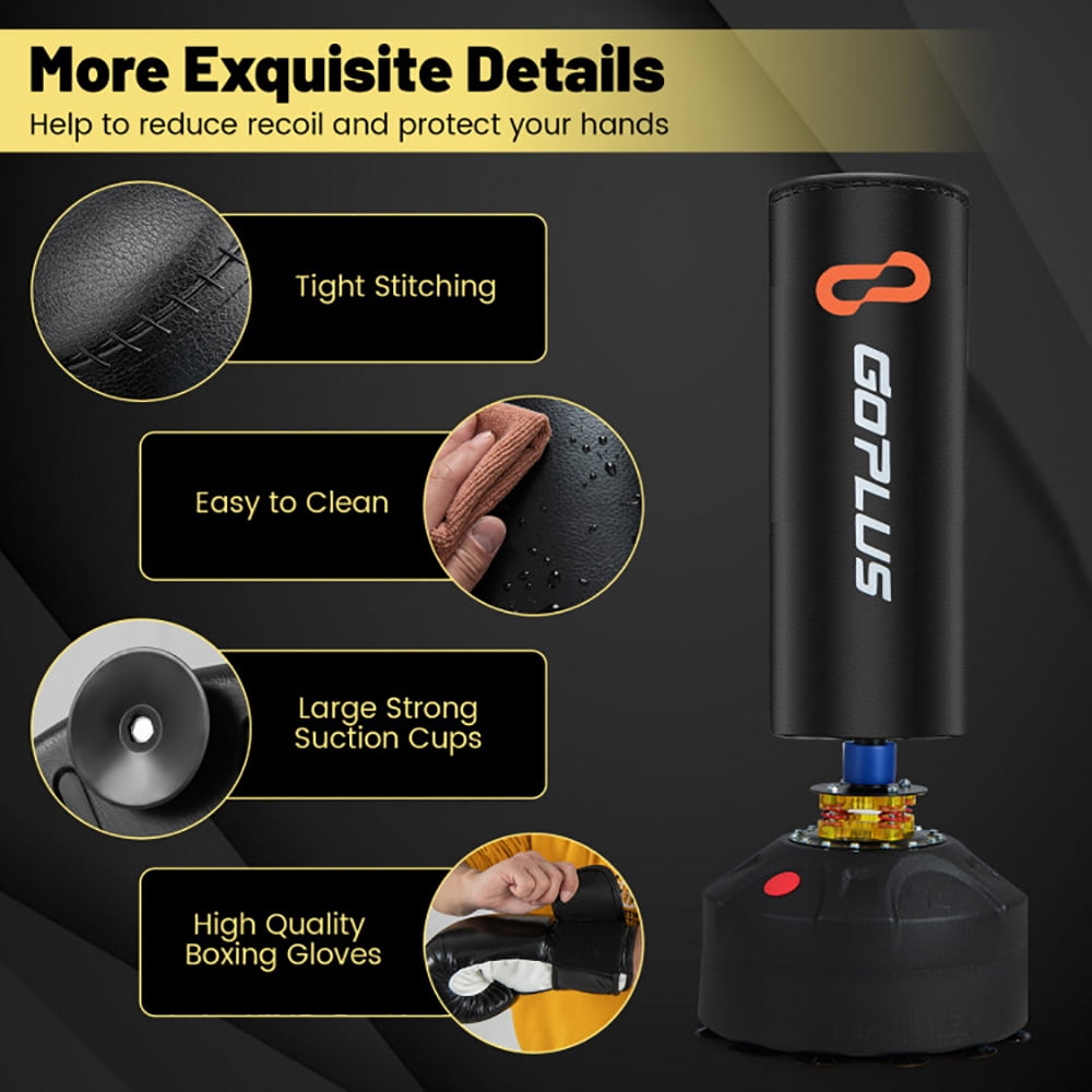 Spaco Freestanding Punching Bag Kickboxing Bag with Stand and Suction Cup Base, Golf Hitting Mat Artificial Turf Mat for Indoor/Outdoor Practice