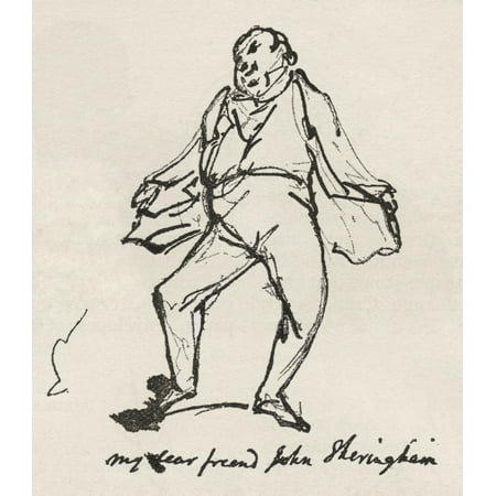 A pen and ink sketch by George Cruikshank of his friend Mr John Sheringham From The Strand Magazine published 1897 Stretched Canvas - Ken Welsh  Design Pics (12 x