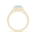 thumbnail image 2 of ANGARA Natural Oval 1.5 ct Aquamarine Split Shank Halo Ring with Diamonds in 14K Yellow Gold for Women (Size-9x7mm) | March Birthstone, Anniversary, Jewelry Gift for Women | Natural Aquamarine Ring, 2 of 10