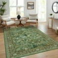 thumbnail image 3 of Memoryfield 9' x 12' Floral Area Rugs Washable Rug, Low Pile Non Slip Carpet, Stain-Resistant Floor Mat for Living Room Bedroom Home Office, Light Green, 3 of 8
