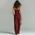 thumbnail image 5 of NMMUED Sleeveless Jumpsuits for Women Wide Leg Spaghetti Strap Long Romper Casual Summer High Waist Dressy Pants Outfit Pockets Wine XXL, 5 of 6