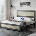 thumbnail image 4 of Huloretions Full Size Bed Frame With Headboard,Industrial Platform Bed Frame With Charging Station,Wooden Mattress Base,No Box Spring Required,Easy to Assemble, 4 of 8
