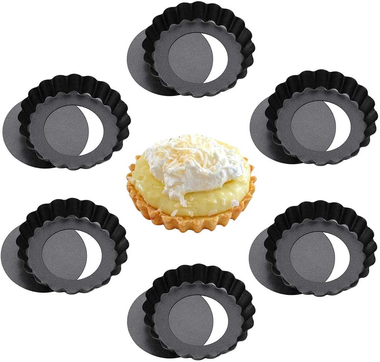 Quiche Pans WENTS 4 Inch Mini Quiche Pans with Loose Base Non Stick