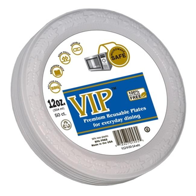 VIP Plates V1265014WHT 12 oz. Plastic & Bowls Microwave Safe