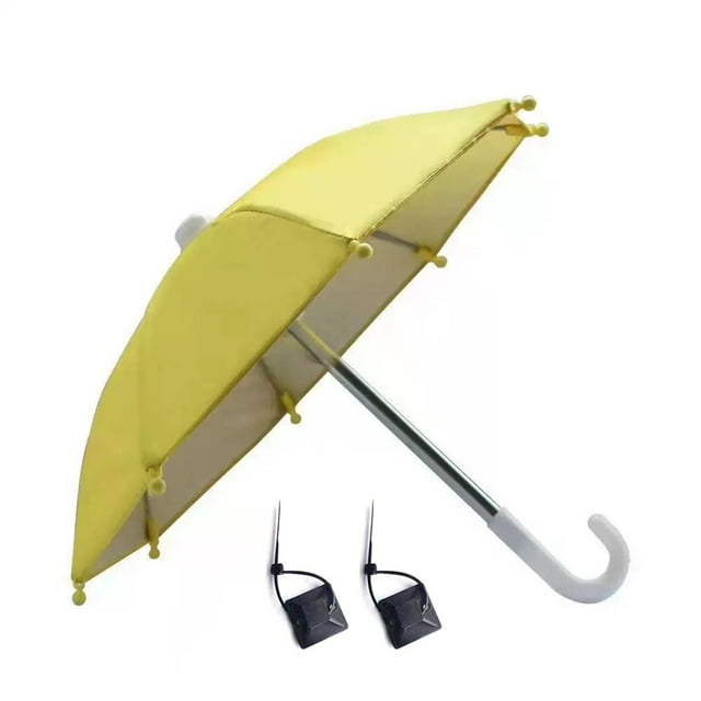 Motorcycle Phone Umbrella with Sunshade & Rainproof Function, Polyester Material, Expandable Size 25-28cm, Includes 2 Ties, Available in Black/Yellow/Red/Blue/Camouflage, Compact Package 25*5*3cm,