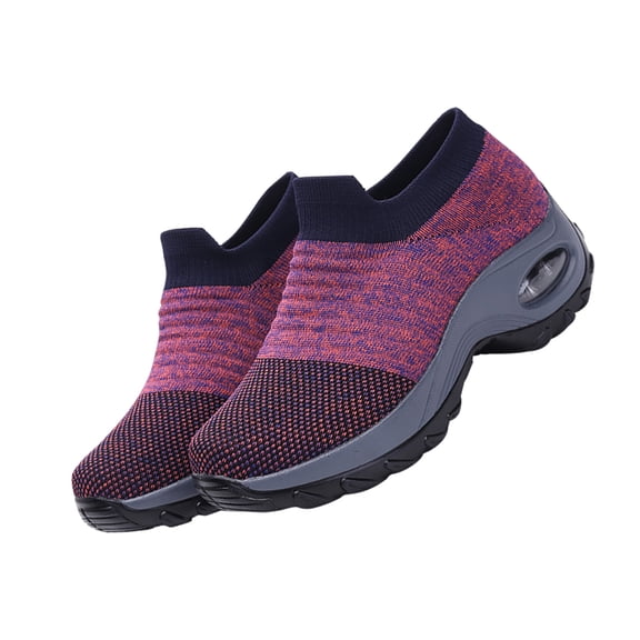 DRAFIDEEP Purple Casual Sports Shake Shoes with PU Heel Breathable Slip on Running Sneakers for Outdoor Activities