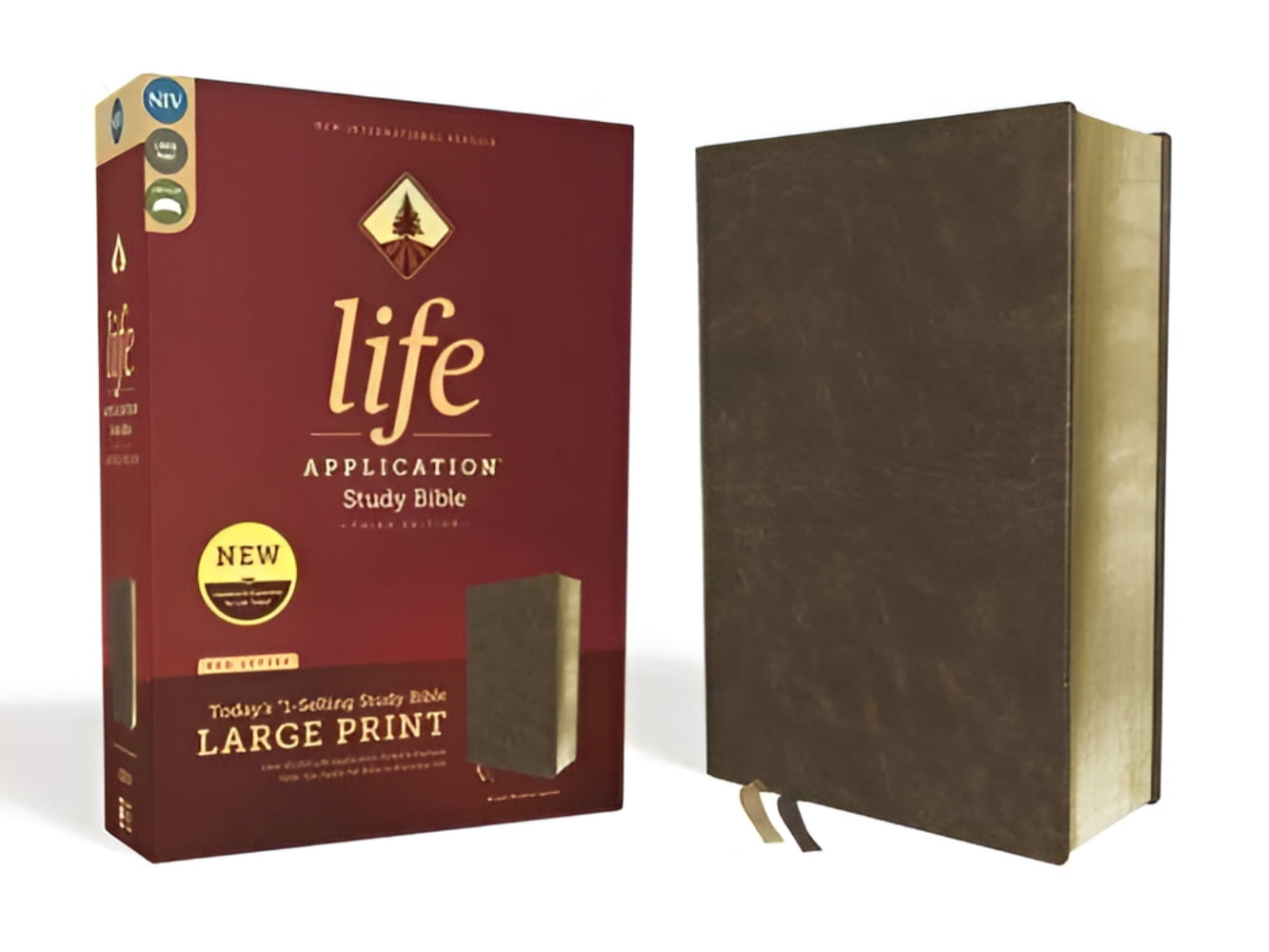 NIV Life Application Study Bible, Third  Niv, Life Application Study Bible, Third Edition, Large Print, Bonded Leather, Brown, Red Letter Edition, (Hardcover)