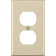 Leviton 80703-I 1-Gang Duplex Receptacle Wall Plate, Standard Size Cover, Unreakable Thermoplastic, Device Mount, Ivory (Pack of 1)