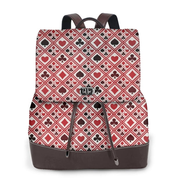 Easygdp Poker Mochila de Cuero para Mujeres, Bolso de Hombro, Bolsos de Mano de Moda para Trabajo y Viajes