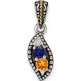 thumbnail image 2 of 14K/Silver Two-Tone Sterling Silver & 14K Two-Stone And Diamond Mother's Pendant Semi-Mount (13 X 7) Made In Thailand qmpd40/2, 2 of 5