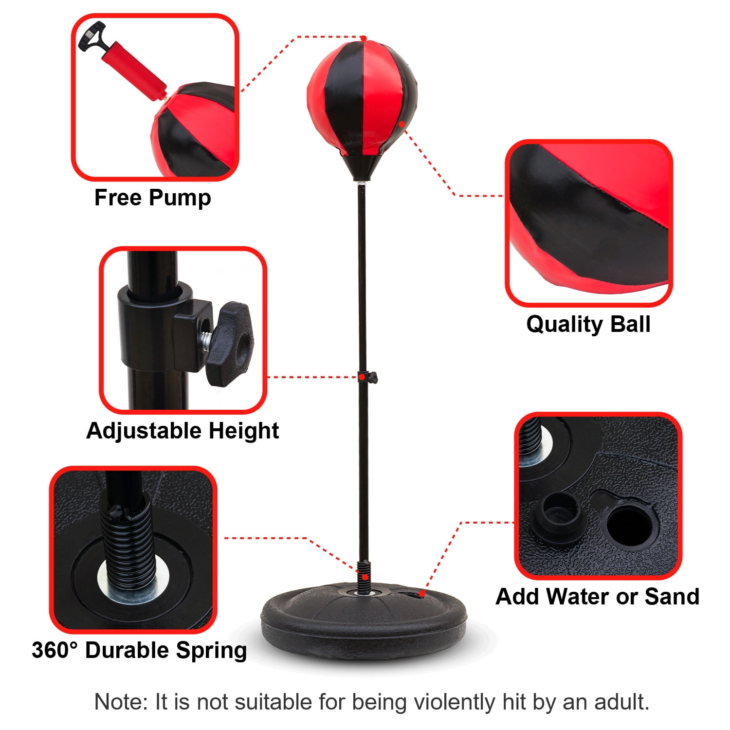 AZToys Adjustable Punching Bag for Kids Including Boxing Gloves, Adjustable Stand & Pump | Great Gift for Age 3 to 8 years Boys & Girls for Exercise & Fun