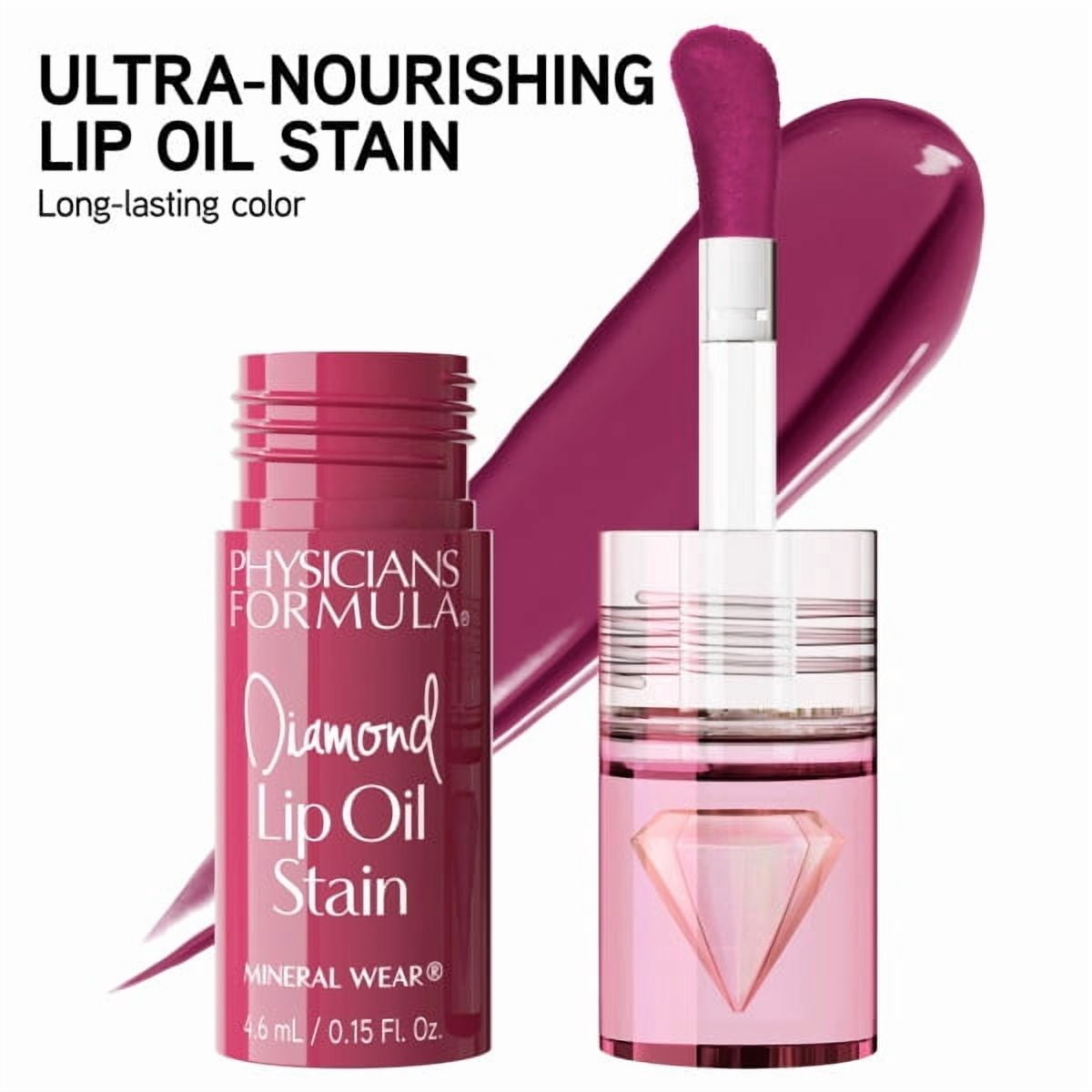 Physicians Formula Mineral Wear Liquid Diamond Lip Oil Stain in Brilliant Berry
