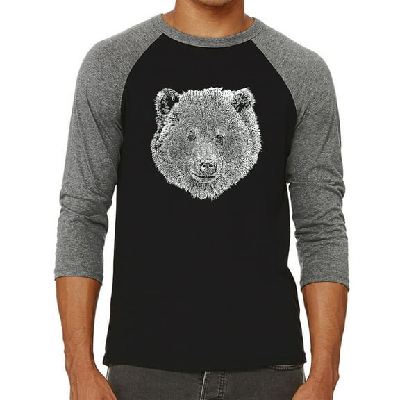 Men's Raglan Baseball Word Art T-shirt - Bear Face